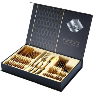 Promo hot sale cutlery wholesale stainless steel cutlery 24 pieces gold cutlery set