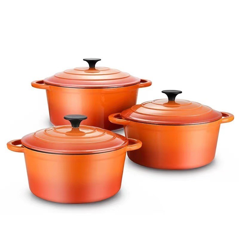 Colors Double ears handle stock pot saucepan enamel non-stick pan cooking Cast iron enamel pot set