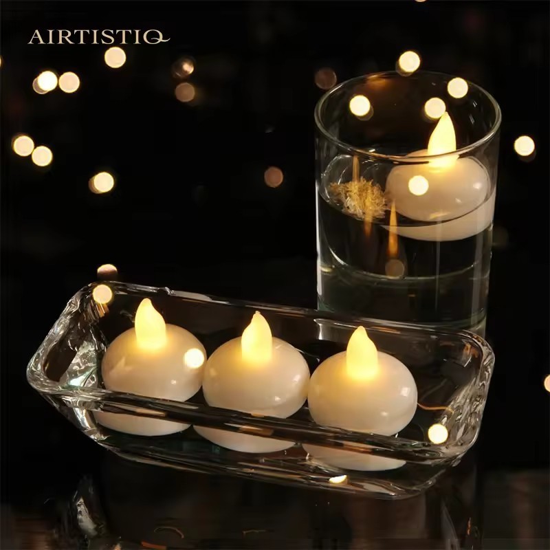 Creative atmosphere candle LED electronic floating candles sensor lights up when exposed to water waterproof candle light