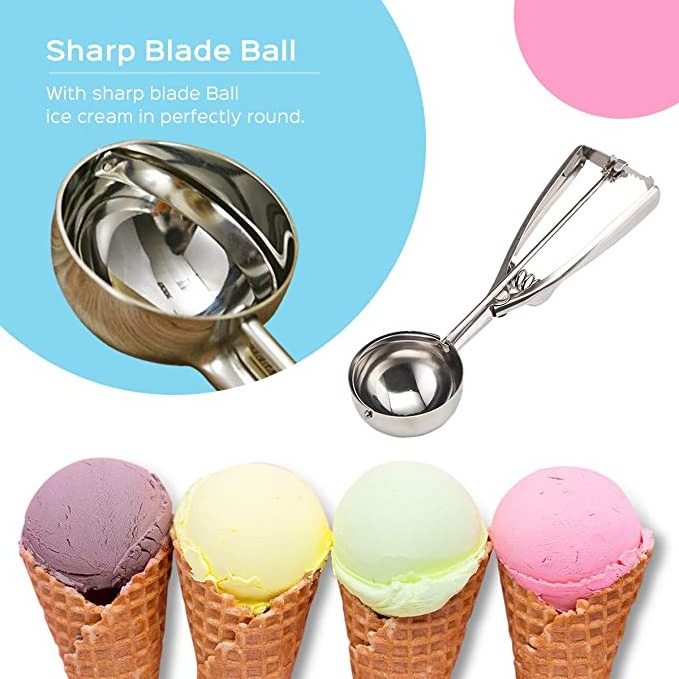 Promo top seller eco-friendly ice cream scoop Cookie Scoop for Baking 3pcs Stainless Steel Ice Cream Scoop Set