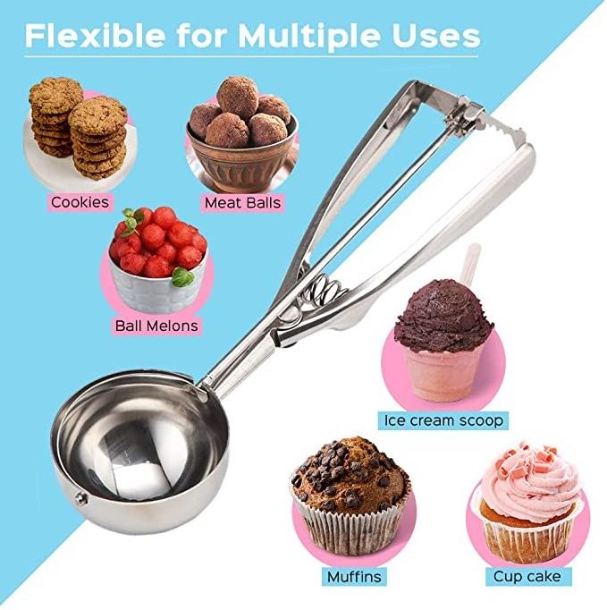 Promo top seller eco-friendly ice cream scoop Cookie Scoop for Baking 3pcs Stainless Steel Ice Cream Scoop Set