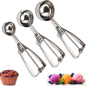 Promo top seller eco-friendly ice cream scoop Cookie Scoop for Baking 3pcs Stainless Steel Ice Cream Scoop Set