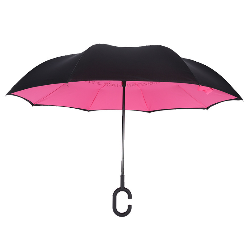 Windproof Reverse Folding Double Layer Inverted Umbrella With C-Hook Hand