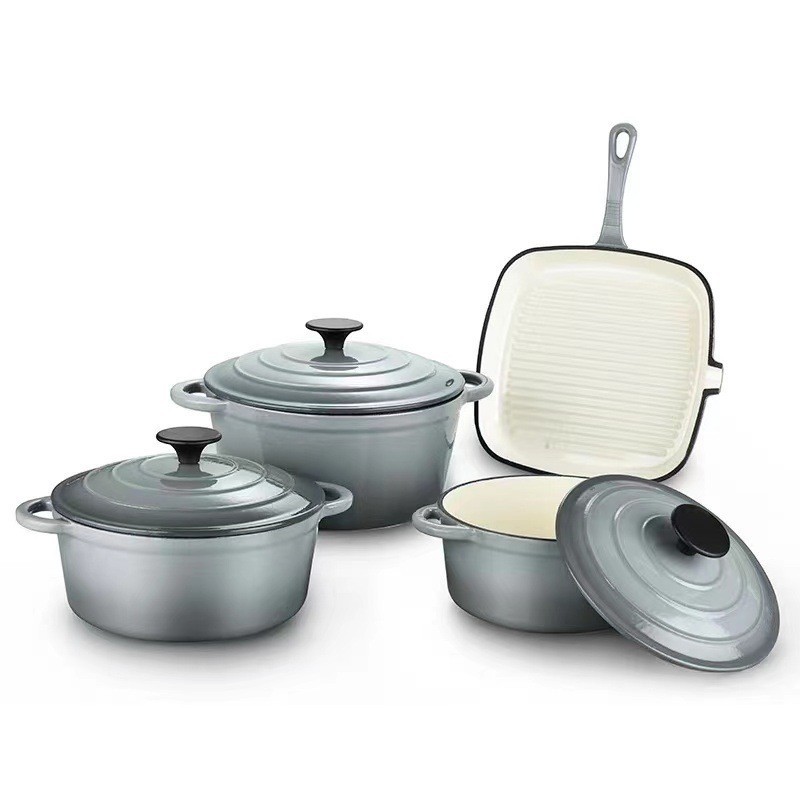 Colors Double ears handle stock pot saucepan enamel non-stick pan cooking Cast iron enamel pot set