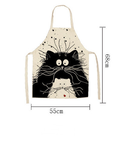 Kitchen Baking Accessories Cooking Apron Cute Cat Printed Home Sleeveless Cotton Linen Aprons