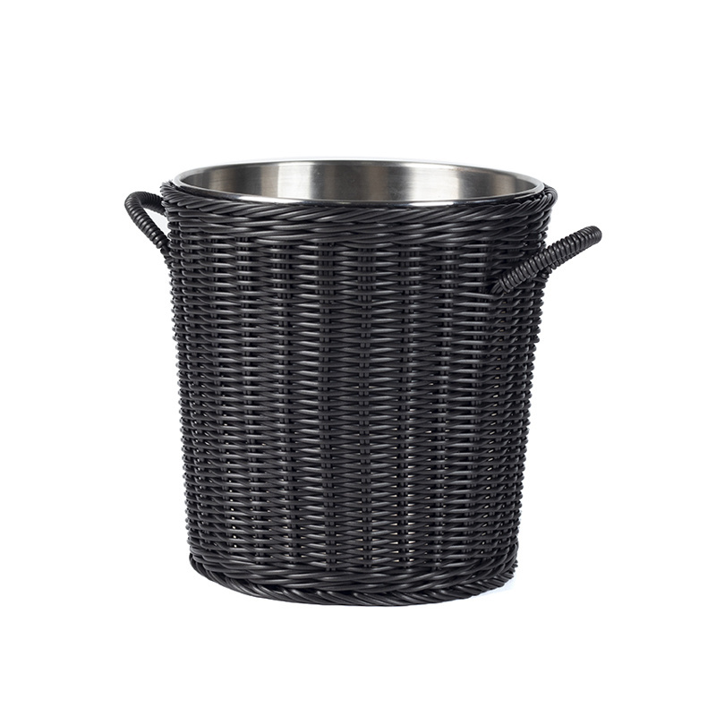 Factory Direct Stainless Steel Rattan Ice Bucket Cooler with LED for Wine Beer Champagne Utensils Included-Party Accessory