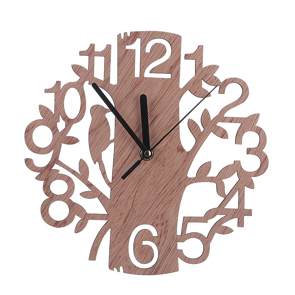 Wholesale 22CM Environmental Modern Home Decoration Big 3D Wooden Tree Wall Clock Living Room