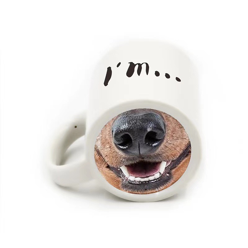 Promo top seller nose ceramic mugs with smile face Creative ceramic mug nose mug