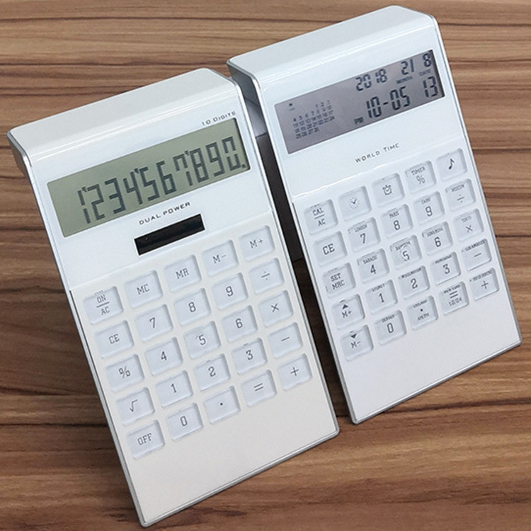 Dual Power 10 Digit Calculator Electronic Solar Calculator Scientific Calculator Student 8 Digits Display Solar Battery Calendar