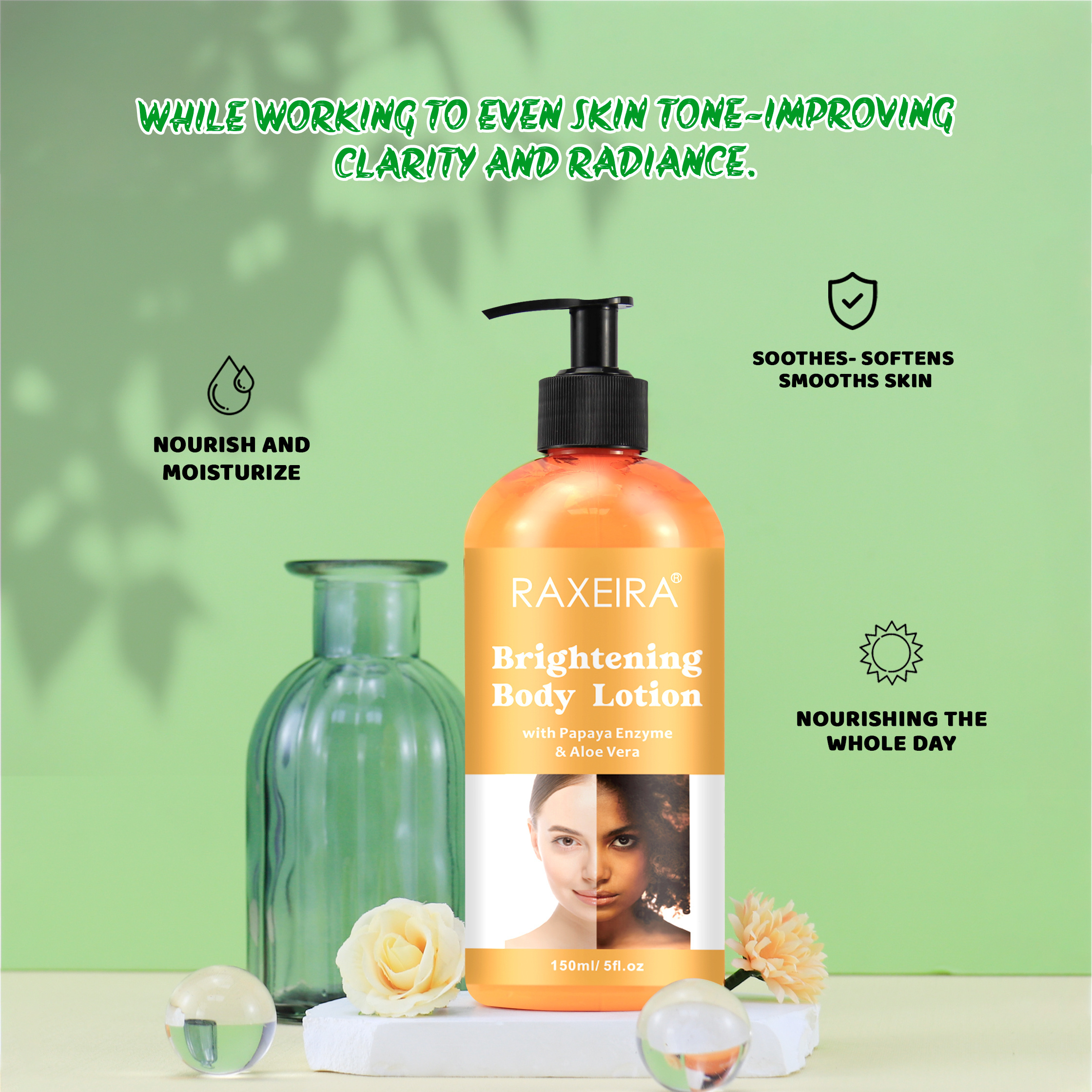 Private Label Organic Arbutin Aloe Vera Papaya Soothing Brightening Whitening Milk Papaya Body Lotion For Women