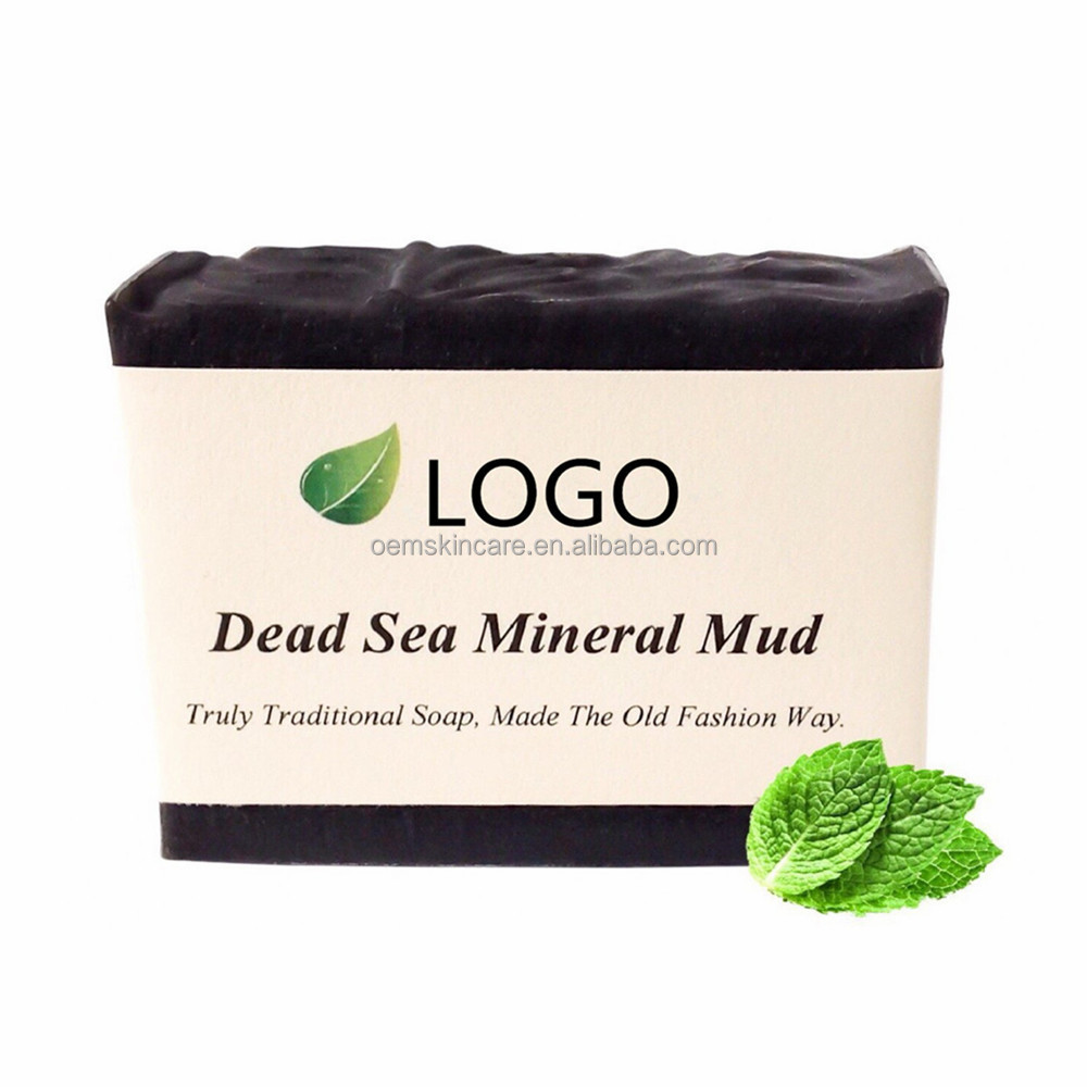 Private Label 100% Organic & Natural Dead Sea Mud Bar Soap With Activated Charcoal