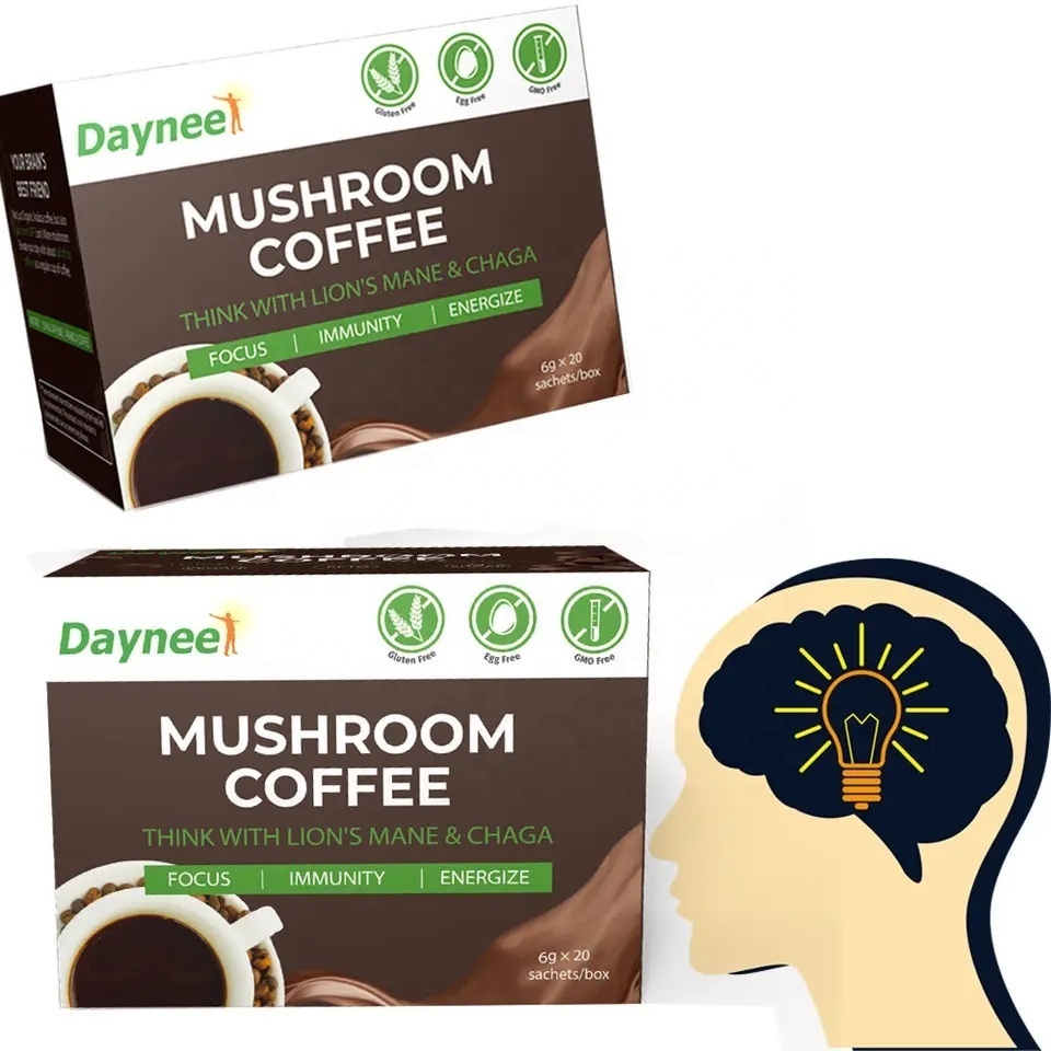 Daynee Ganoderma Coffee Black Instant Mushroom Coffee Extract Powder Organic Lions Mane Mushroom Coffee