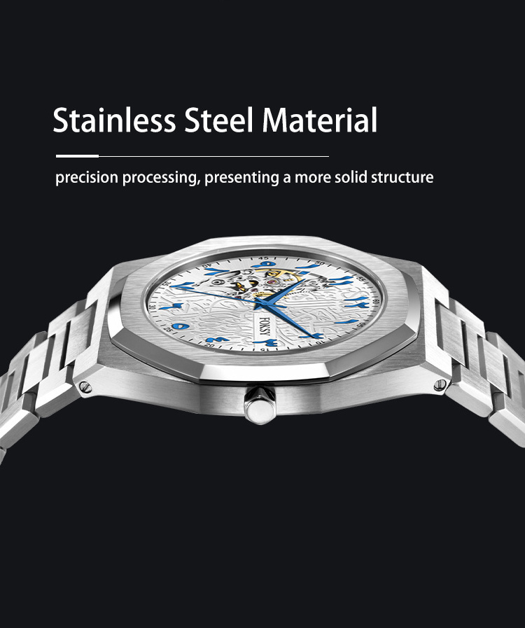 2024 Hot Trend Fashion Partial Hollow Dial Design Unique Automatic Mechanical Men Watches