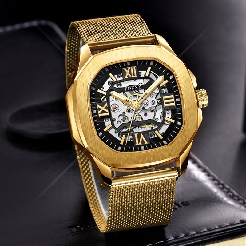 High Quality Brand Square Stainless Steel Mechanical Watch Luxury Private Label Arabic Automatic Watch For Men Custom Logo