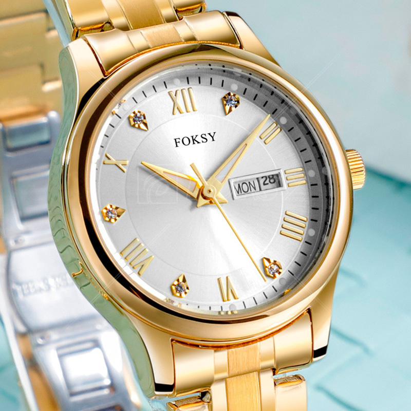 Original Stainless Steel Casual Plain Water Proof Wrist Luxury Female Mechanical Gold Plated Ladies Women Watch for Girl