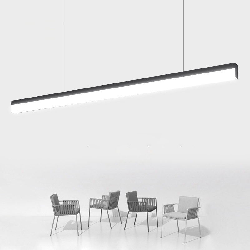 Modern Led Pendant Light Linear Hanging Lamp For Home Dining Room Decor Kitchen Black Decorative Ceiling suspension Fixture