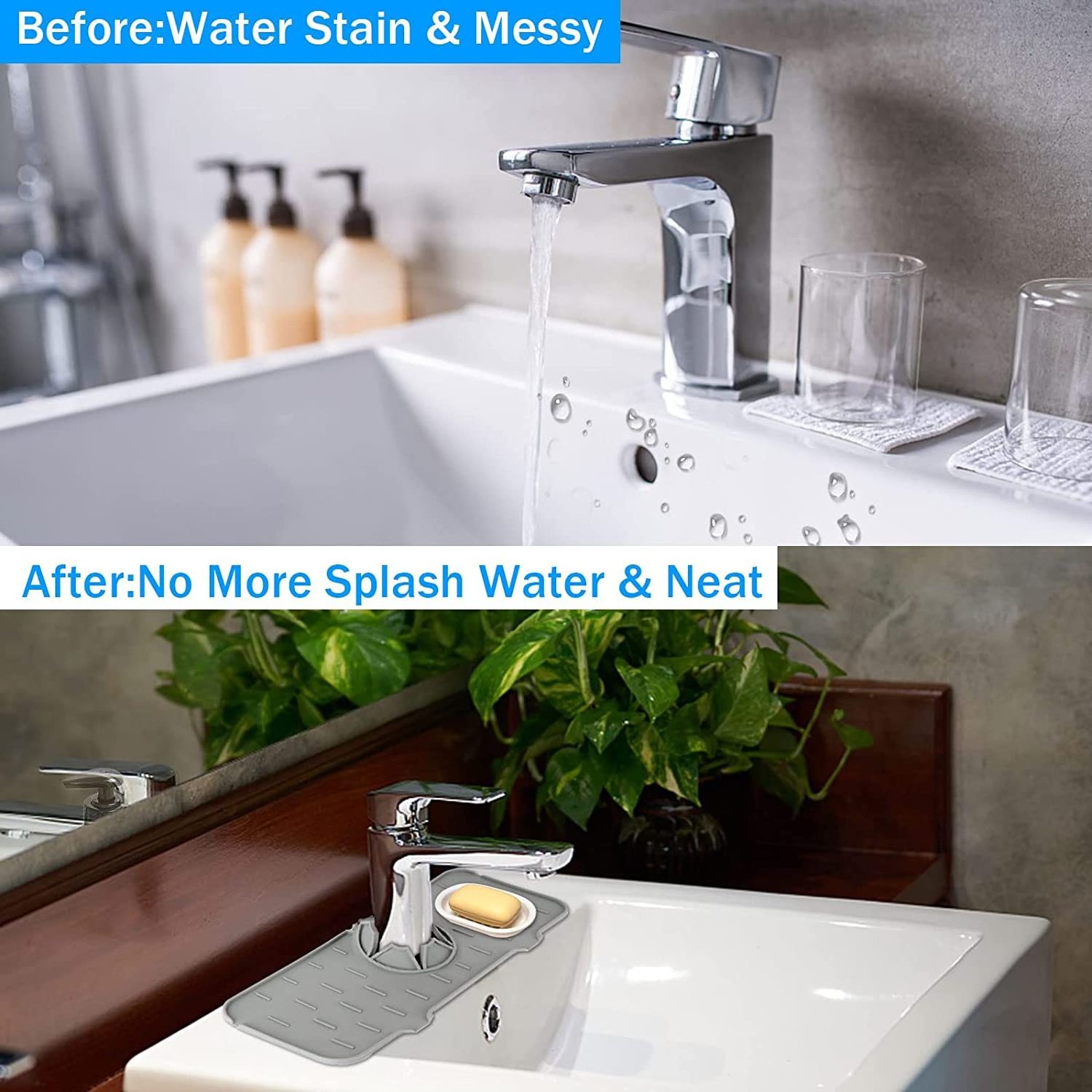 Drip protector splash dish drying countertop pad kitchen washable catcher mat water silicone sink faucet splash guard absorbent