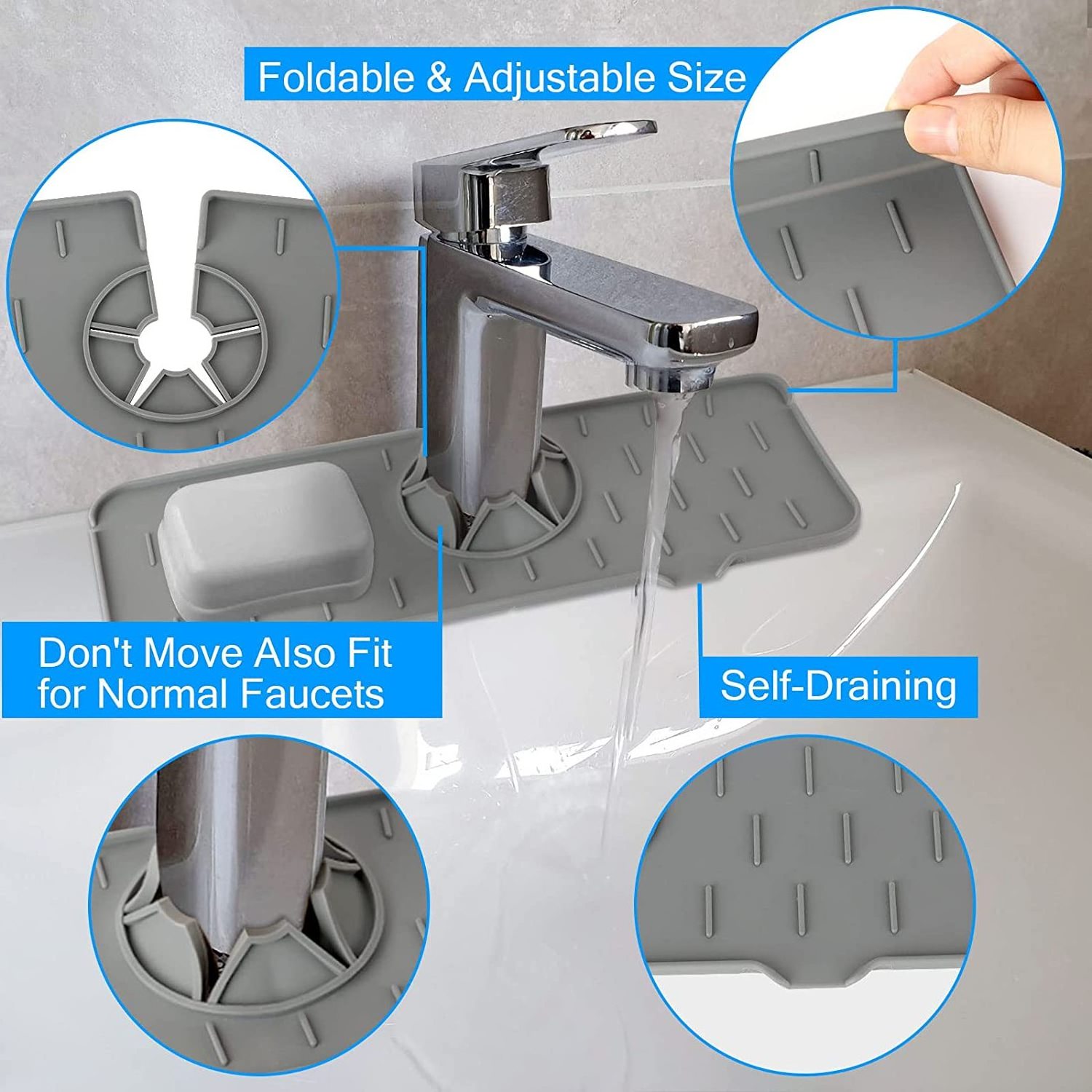 Drip protector splash dish drying countertop pad kitchen washable catcher mat water silicone sink faucet splash guard absorbent