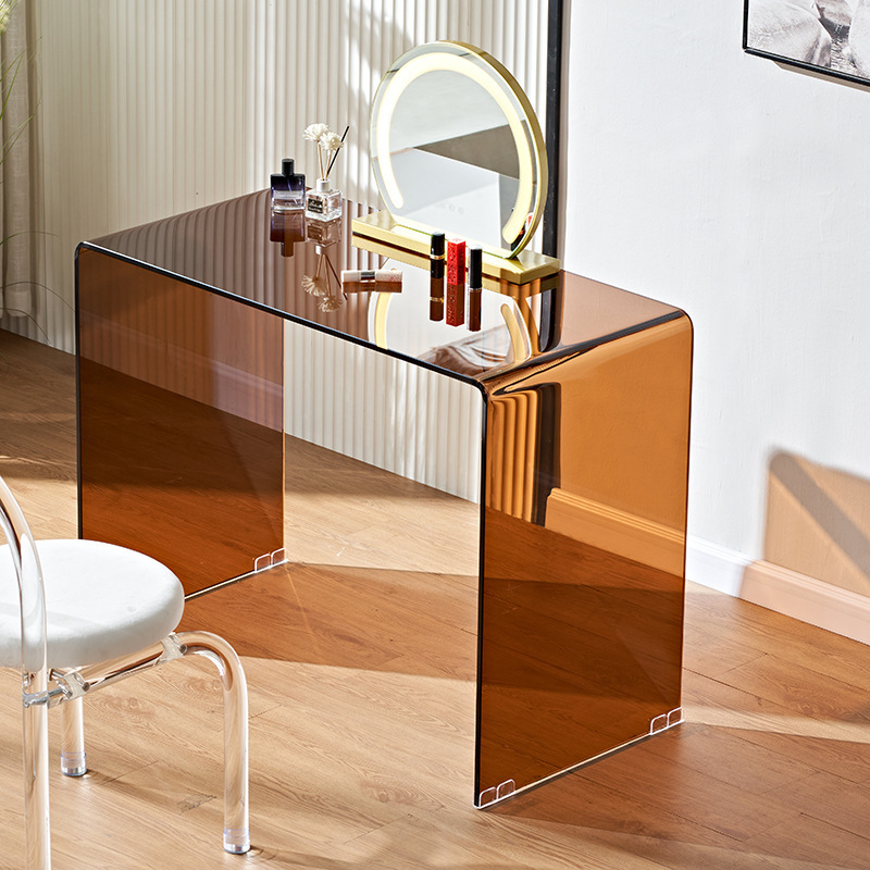 Modern Furniture Acrylic Makeup Mirror Dresser Drawer  Hollywood Vanity With Chair Clear Glass Dressing Table For Bedroom