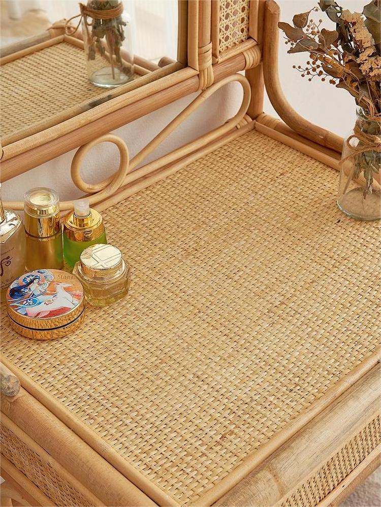 Bedroom Furniture Wood Dresser With Mirror Drawer Rattan Vanity Set Chair Wooden Dressing Table Makeup