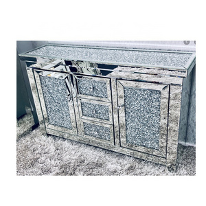 Custom high - quality fashion crystal mirrored buffet crushed diamond furniture mirrored