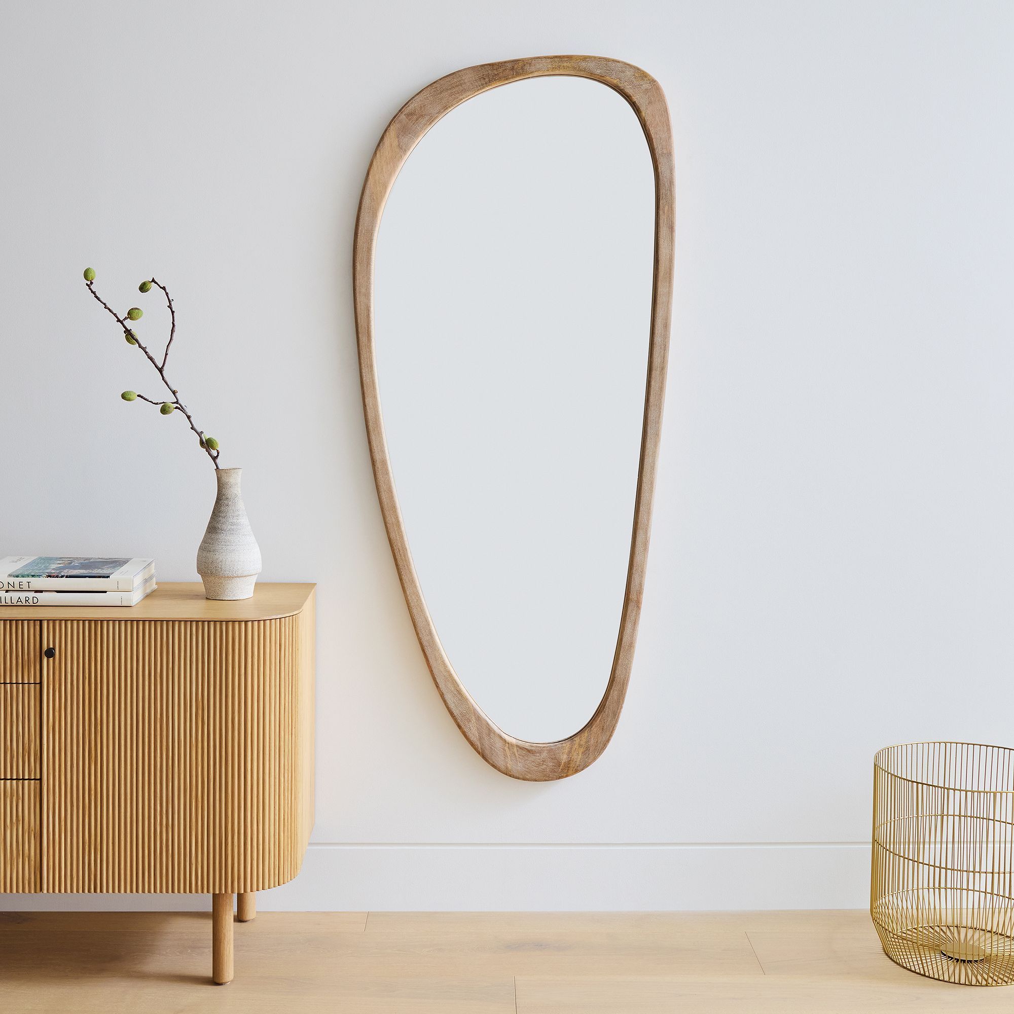 Wall Wood Frame Full Length Mirrors Bamboo Framed Floor Stand Decorative Carved Dressing Wooden Mirror