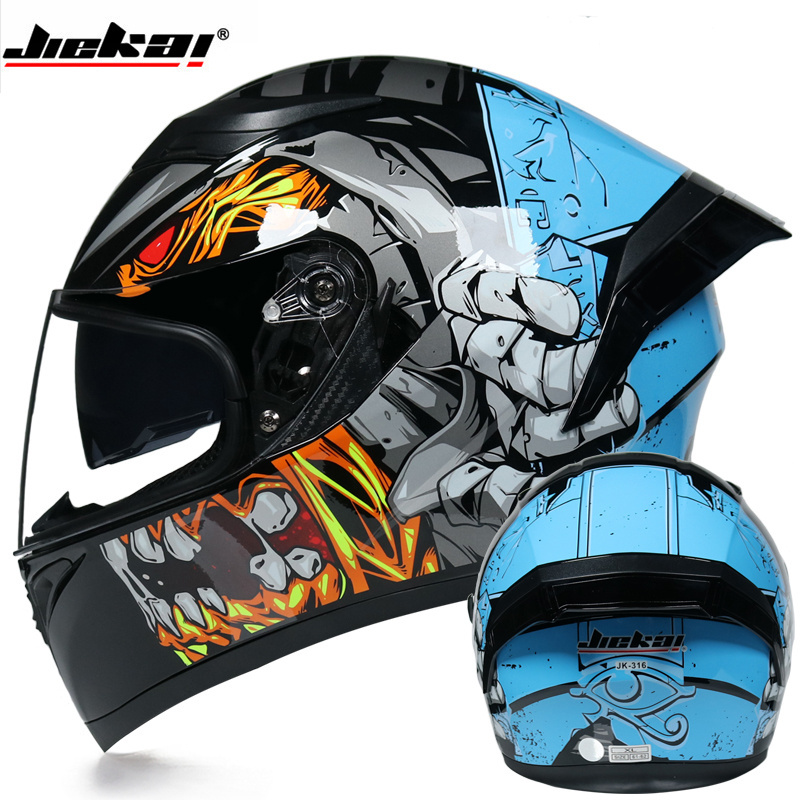 Jiekai 316 Motorcycle Helmet Safety Full Face Dual Lens Racing Helmet Strong Resistance Off Road Helmet DOT Approved Face