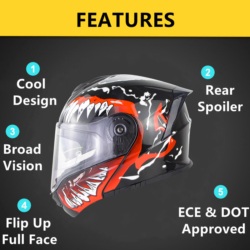 SOMAN SM965 Motorcycle Helmets Dual Lens Flip up Casco with Big Vents Cool Fashion Helmet  For Approved Bluetooth