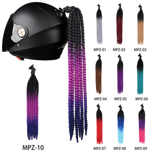 Helmet Dreadlocks Braid For Helmet Colorful Decorations Wig Ski Motorcycle Helmets Pigtail Gradient Synthetic Twist With Sucker