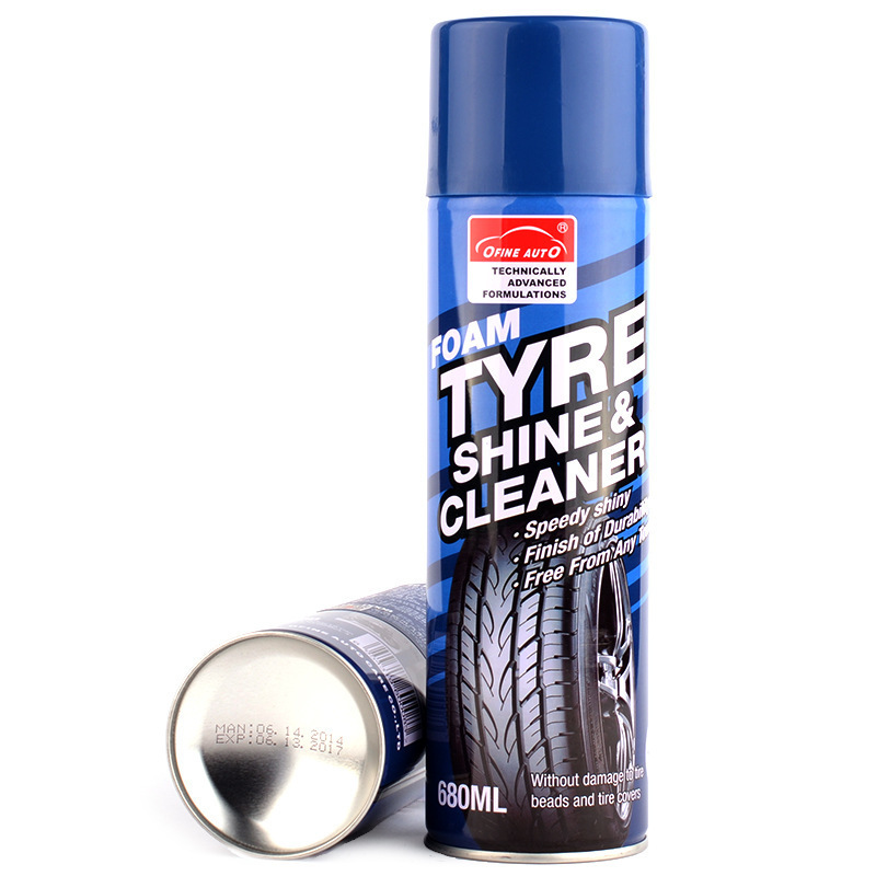 Concentrated water based crystal wheel and tire shine foam cleaner spray