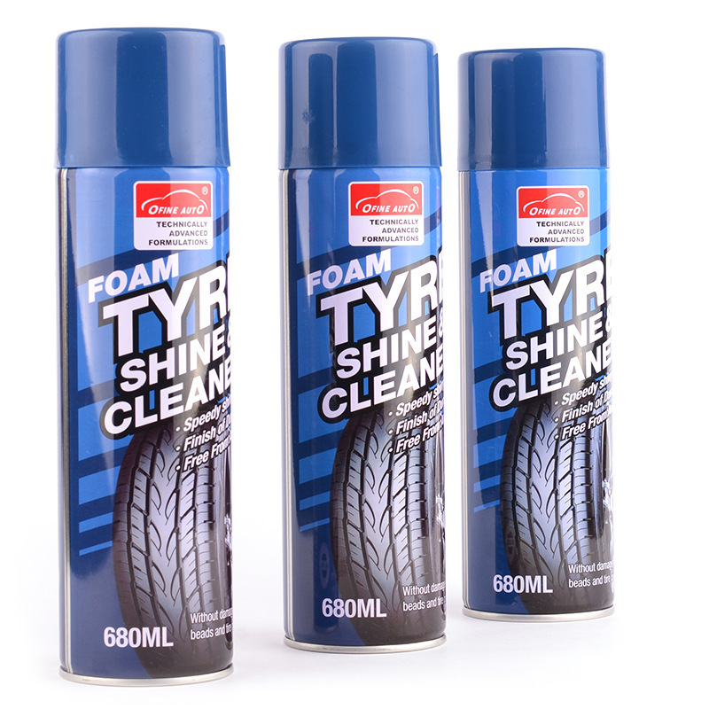 Concentrated water based crystal wheel and tire shine foam cleaner spray