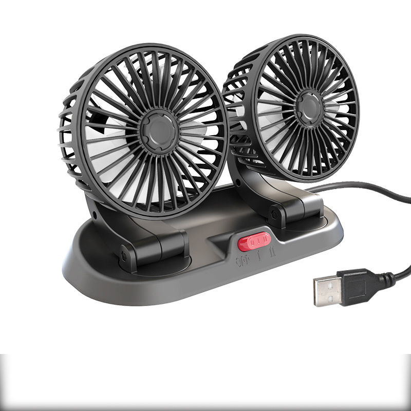 Hot selling adjustable powerful double headed vehicle radiator fan 5V 12v 24V car cooling fan