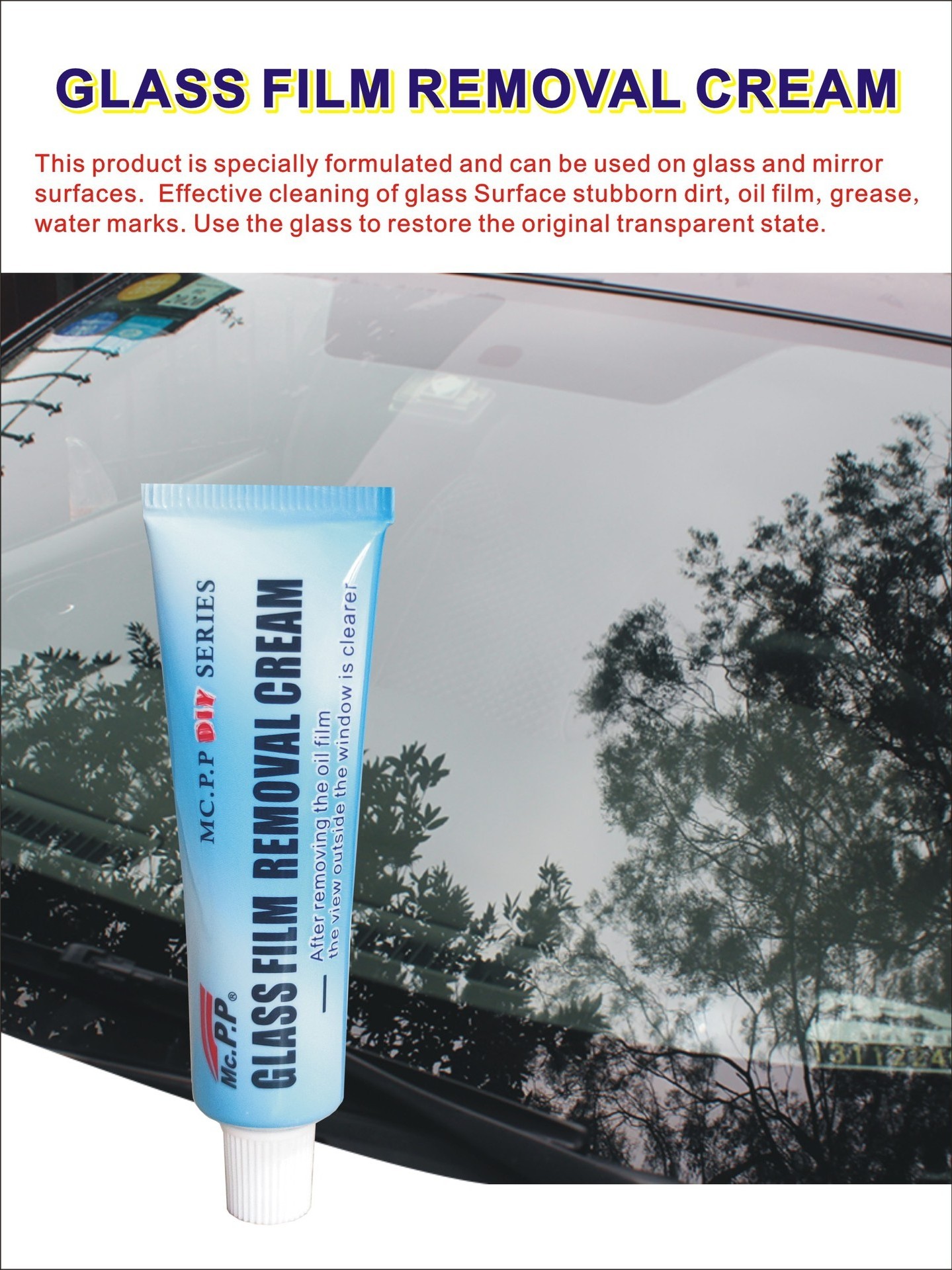 Portable car windshield cleaner remove oil car glass oil film remover paste