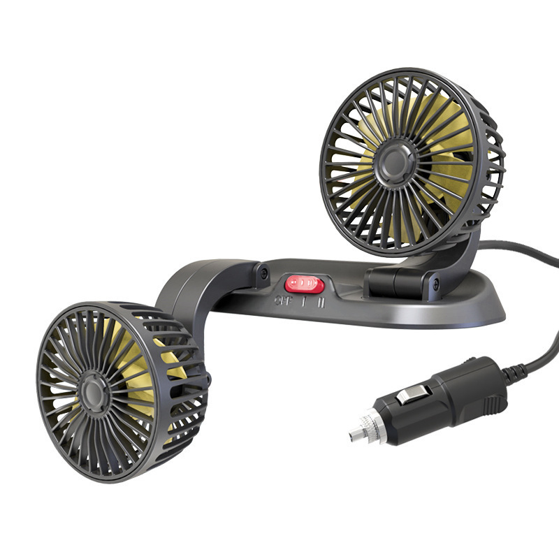 Hot selling adjustable powerful double headed vehicle radiator fan 5V 12v 24V car cooling fan