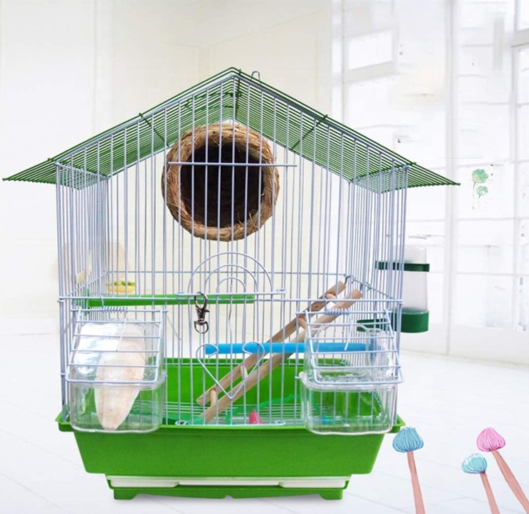 wholesale bird cages High quality luxury parrot canary round bamboo bird iron cage