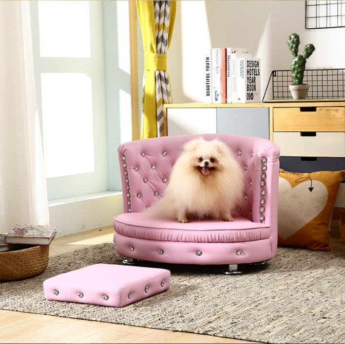 Pet Furniture Modern Dog Sofa Chair Bed High Quality Leather Fabric Wooden Frame Doge Sofa Bed Wholesale