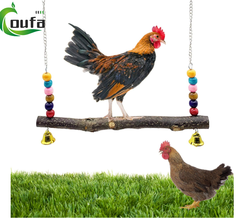 2023 hot sale good price wooden chicken Perch Stand Swing Toy with Natural Birds Pet Toy Sustainable Parrot Toy Pet Funny Random