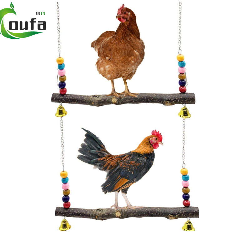 2023 hot sale good price wooden chicken Perch Stand Swing Toy with Natural Birds Pet Toy Sustainable Parrot Toy Pet Funny Random