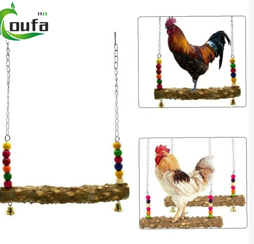 2023 hot sale good price wooden chicken Perch Stand Swing Toy with Natural Birds Pet Toy Sustainable Parrot Toy Pet Funny Random