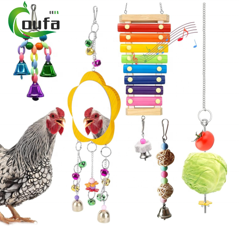 5 pcs Chicken Coop Accessories Wide Chicken Swing Toy Hanging Chicken Feeder Pecking Toy