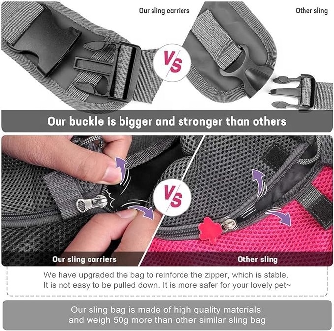 OF Wholesale Outdoor Large Capacity Breathable Mesh Travel Safe Sling Bag Carrier For Dogs And Cats