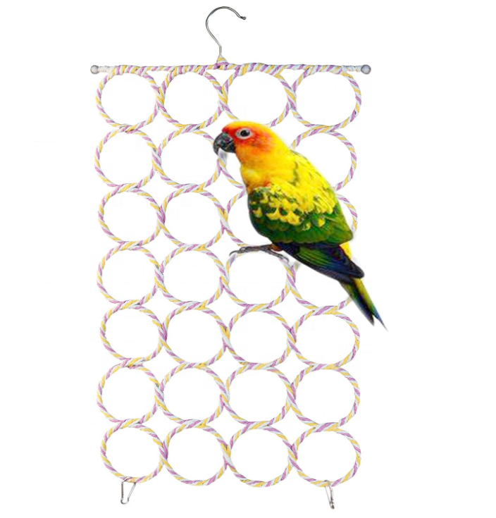 Bird Parrot Rope Perch Swing Hanging Toys Bird Perch Climbing Rope Net Ladders Parrot Chew Toys