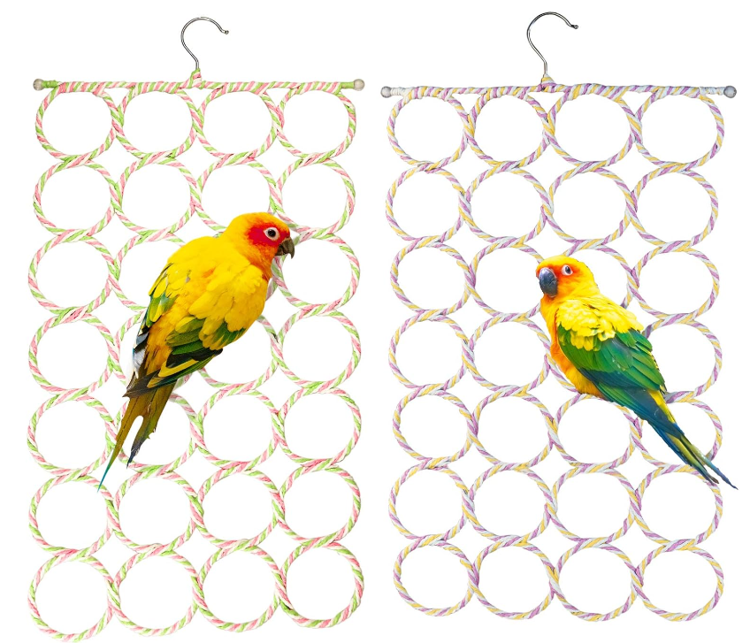 Bird Parrot Rope Perch Swing Hanging Toys Bird Perch Climbing Rope Net Ladders Parrot Chew Toys