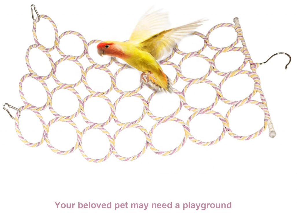 Bird Parrot Rope Perch Swing Hanging Toys Bird Perch Climbing Rope Net Ladders Parrot Chew Toys