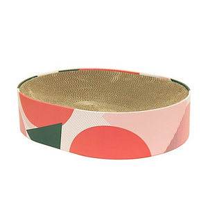 OUFA Round cat scratching board socket is resistant to crumbs cat scratching bowl corrugated paper cat scratching board