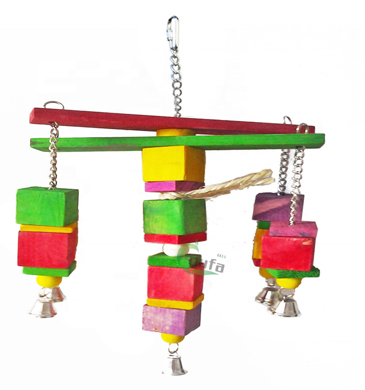 Manufacturers sell parrot colored wooden swing chew chew climbing training toys