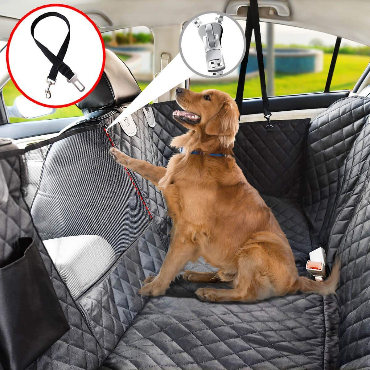 100% Waterproof Black Universal Small Animals Polyester Padded pet backseat Rear Back Seat Mat Pet Dog Car Seat Cover For Car