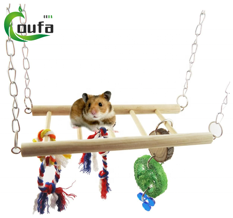 Wooden Bird Ladder Toys For Parrot Pet Swings Hanging Bridge Cage Training Accessories