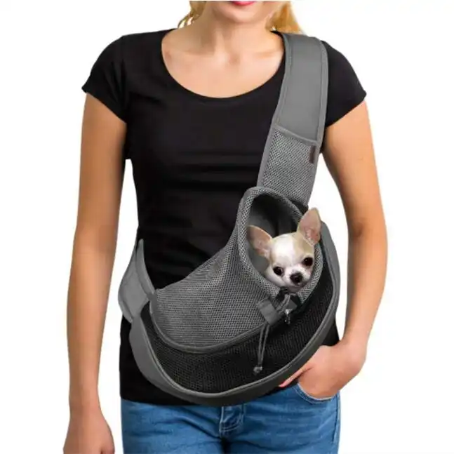 Pet Shoulder Bag For Cats And Dogs Travel Portable Crossbody Bag For Travel Convenience Breathable Mesh Fabric Backpack