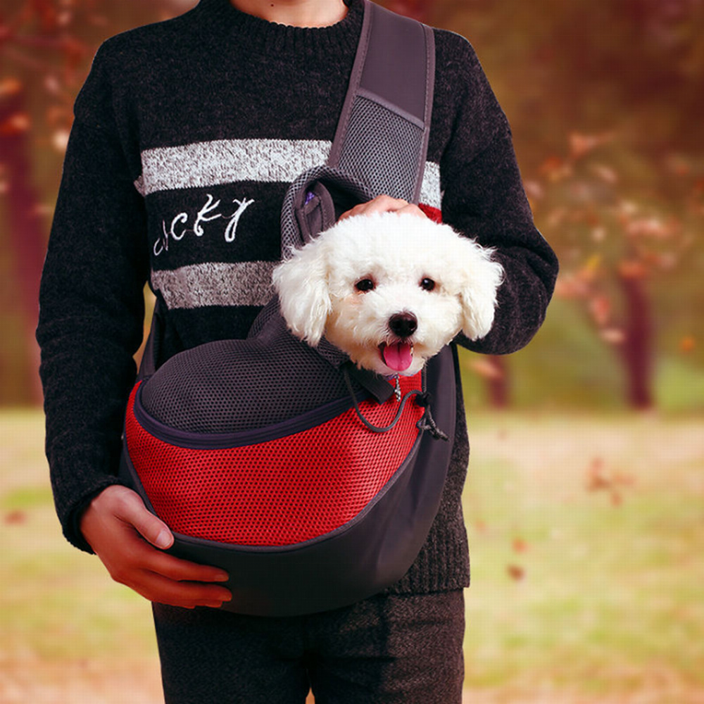 Pet Shoulder Bag For Cats And Dogs Travel Portable Crossbody Bag For Travel Convenience Breathable Mesh Fabric Backpack